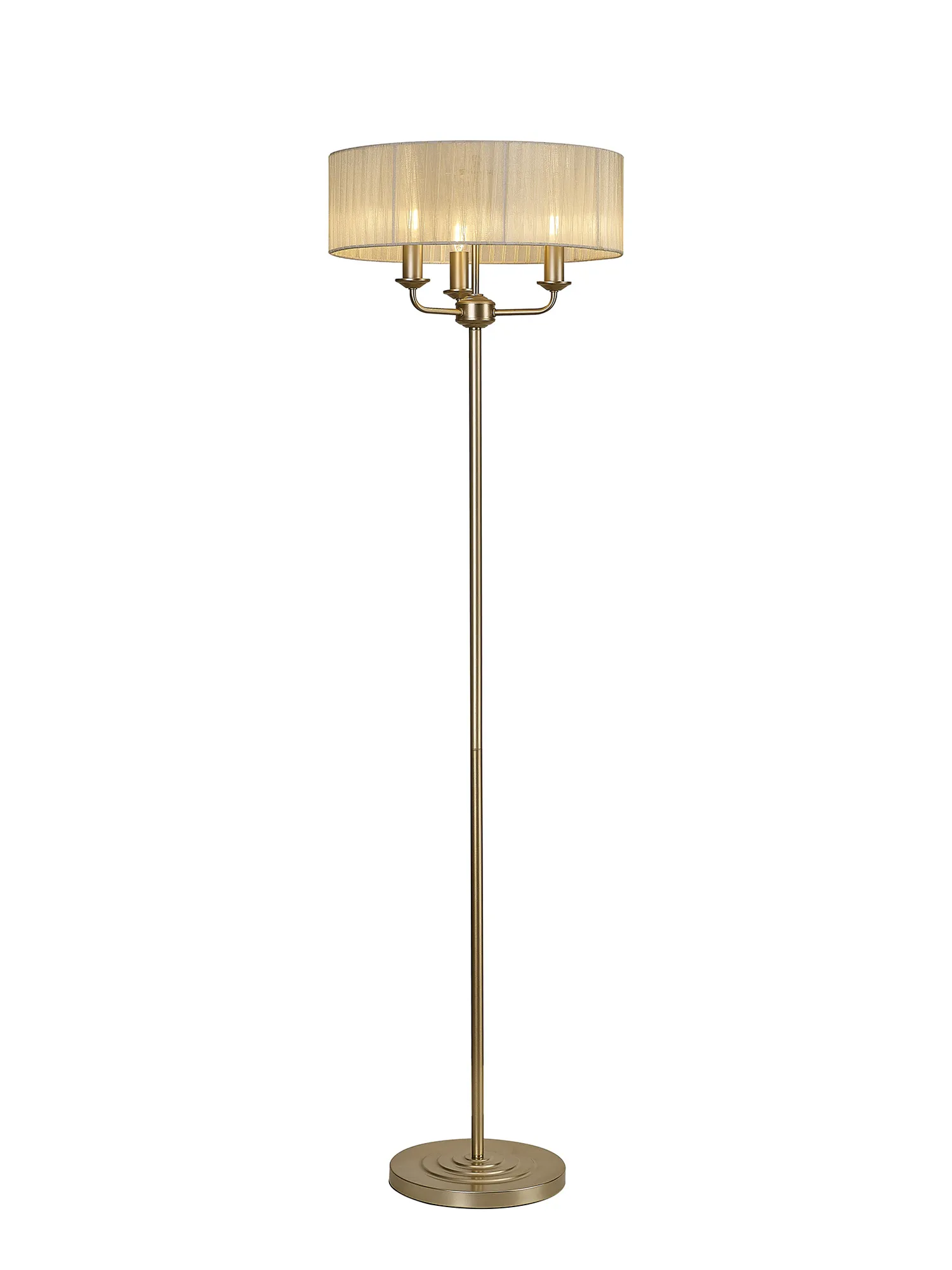 Banyan 45cm 3 Light Floor Lamp Champagne Gold, Cream